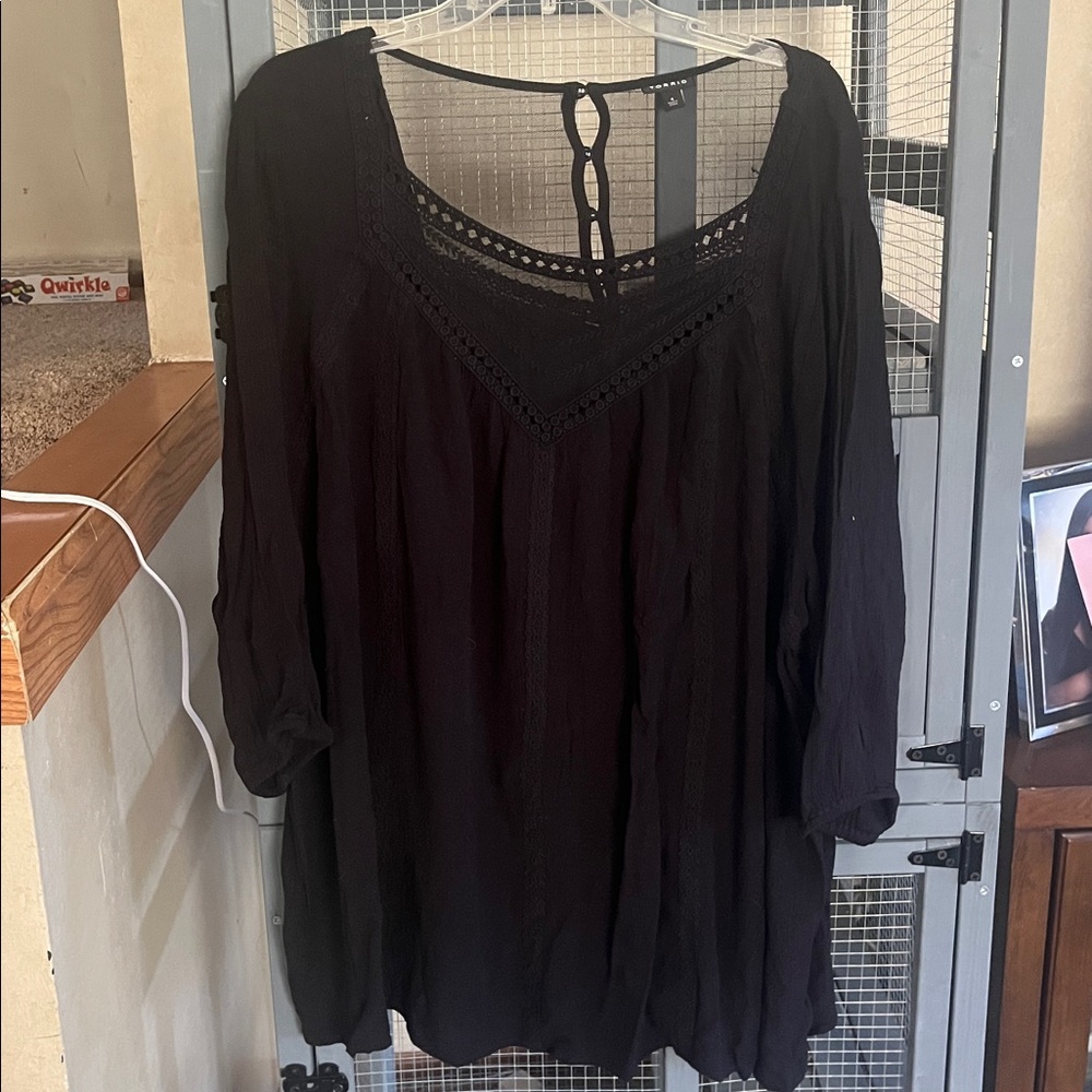 Torrid Black Mesh Overlay Top